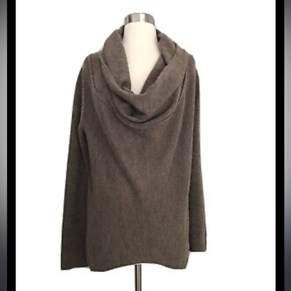 Cashmere alpaca wool vince cowl neck knit sweater designer brown spring classy - Picture 1 of 6